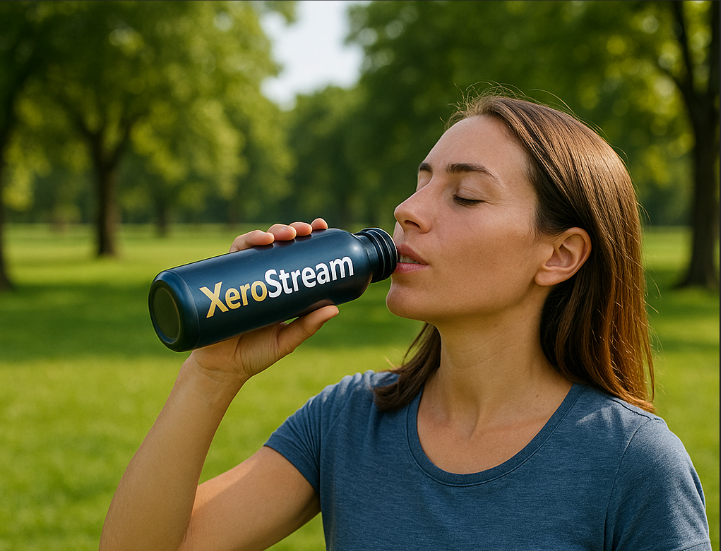 Happy customer drinking pure XeroStream water